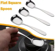 3PCS Square Head Stainless Steel Spoons,Rice Spoons,Stainless Steel Soup Spoons