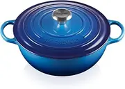 [Le Creuset] Signature Enamelled Cast Iron La Marmite Casserole Dish with Lid, 26 cm, 4.1 Litre, Azure, 21114262200430