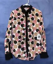 anne klein Woman Chiffon Blouse 8 MulticolorDots Full Button Long Sleeve Collard