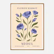 Galrie Seoul Flower Market Botanical Archive No.4 Art Print Elegant Floral Decor, Wood Frame, 50 x 70cm (20 x 28inch)