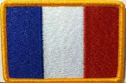 FRANCE Flag Patch W/ VELCRO® Brand Fastener Gold Emblem
