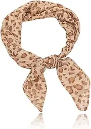 [UEIOAVL] Women's Neckerchiefs, Brown Silk Women's Chiffon Scarf, Elegant Silk Scarf, Leopard Print Hair Scarf, Headscarf, Scarf, Square Scarf (65 cm x 65 cm)