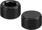 2PCS 1/8 NPT Male Thread Allen Head Hex Socket Pipe Plug Fitting, Black Anodized Aluminum Hard Adapter, Automotive Accessories Suitable for Vehicle Fuel Oil Line End Modification