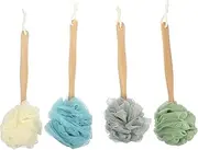 HAPINARY 4pcs Long Handle Bath Ball Shower Body Brush Back Scrubber Back Brush Long Handle Shower Brush Body Scrubber Bath Accessories Bath Brush Scrubber Brush with Handle