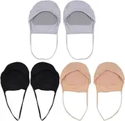 Anneome 3 Pairs Thin Toes Socks Women Seamless Liner Socks Invisible Socks for Summer Spring Grey Black