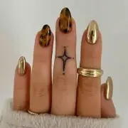24Pcs Press on Nails Short Press on Nail Almond Fake Nails Gold leopard print01