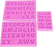 Respicefinem 3Pcs Alphanumeric Silicone Mold Set for DIY Cake Clay Chocolate Comes with Uppercase Lowercase Letters and Numbers in Pink Color Ideal for Various Edible and Inedible