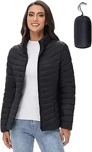 [Royal Matrix] Women's Packable Puffer Jacket Lightweight Quilted Puffer Jacket Winter Warm Puffy Jacket with Stand Collar