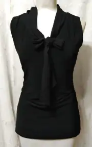 New WHITE HOUSE BLACK MARKET Size Small Sleeveless Tie Front Shell Top Black