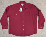 Cabelas Shirt Mens XL Red New Canvas Long Sleeve Stonewash Outdoor Work Fishing