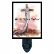Easter Decorative Photo Night Light, He Is Risen Indeed, Easter Cross