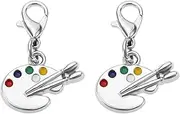 [VGOL] 2pcs Paint Palette Key Chain Pendant Art Lover Charm Keychain Art Teacher Art Student Artist Painter Tone Keychain Silver Zinc Alloy