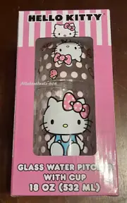 NEW HELLO KITTY GLASS SET PITCHER & CUP