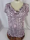 GNW Womens Size S Pull Over Shirt Draped Neckline Cap Sleeve Top Mauve Colors