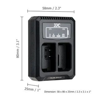 JJC USB電池充電器MH-32 適用於尼康EN-EL25相機電池 Nikon Z30 Z50 ZFC等相機