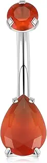 [FUNLMO] Belly Button Ring Titanium Belly Button Piercing Floating Navel Piercing Jewelry Navel Ring Internally Threaded Belly Piercing Jewelry