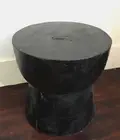 Solid Timber Drum Table-45cm Black Finish