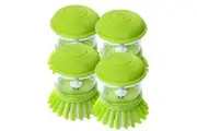 4x Sabco Soap Dispensing 14cm Dish Cleaning Palm Brush w Nylon Bristles Green