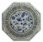 24" Marble Handmade Inlay Semi Precious Stone Side Center Table Top Home Decor