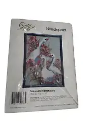 Vintage Golden Bee 5x7 Geese and Flowrrs Picture Stamped Cross Stitch 30696