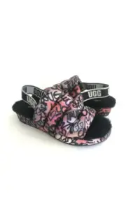 UGG PUFF YEAH POP GRAFFITI MULTI MOCASSIN SLIP ON SANDAL US 6 / EU 37/ UK 4