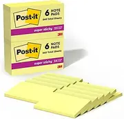 Post-it Super Sticky Notes, 3 x 5-Inches, Canary Yellow, 12-Pads/Pack