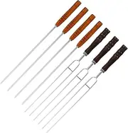 Abaodam 1 Set Stainless Steel BBQ Skewers with Handle Convenient Grilling Utensils for Meat Chicken Vegetables Portable Outdoor Barbecue Supplies