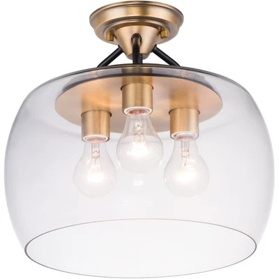 Maxim Lighting 26130CLBZAB Goblet Semi-Flush Mount Bronze/Antique Brass