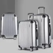20" 24" 28" Luggage Wanderlite Trolley Travel Set Suitcase Carry On TSA Lock Hard Case Lightweight 3pcs Silver