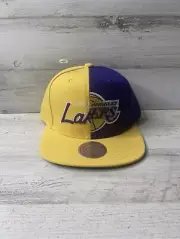 Mitchell & Ness LA Lakers Patch Split 2Tone Snapback Hat Cap Purple Yellow NWT!