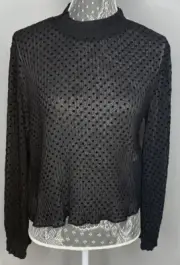 Zara Sheer Black Polka Dot Blouse Sz XS NWT