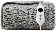 Dreamaker Premium 500GSM Faux Fur & Fluffy Coral Fleece Heated Throw 160x130cm Rug Snuggle Blanket Safety Overheat Protection Reversible with LED Display Auto Off Detachable Controller - Grey