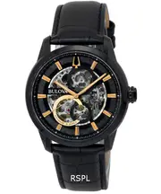 Bulova Classic Sutton Black Skeleton Dial 21 Jewels Automatic 98A283 Mens Watch