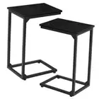 C Shaped End Table Set of Couch Tables That Slide Under, TV Tray Snack 2 Black