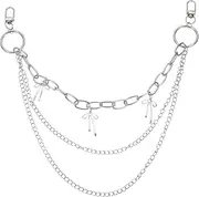 [uxcell] Bow Punk Pants Chain for Women and Men, Jeans Chain Trousers Chain Anti-Theft Belt Wallet Chain Waist Chains with Lobster Clasps for Hip Hop Accessories (Silver)