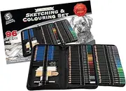 [Scribbles Stationery] 96 Piece Sketching and Colouring Set - Coloured Pencils for Adult Colouring - Art Set with 72 Drawing Pencils and Tools