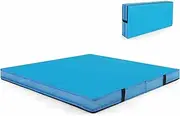 Costway Folding Gymnastic Mat, 1.2m x 1.2m x 10cm Thick Bi-folding Gymnastics Tumbling Mat with PU Leather Cover & Carrying Handles, Home Exercise Mat for Yoga Stretching, Pilates, Core Workouts