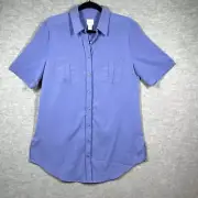 Chico's Silky Soft Long Tunic Top Size 1 (US 8) Modal Career Button Up Blue NWT