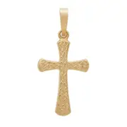 9kt Yellow Gold Scallop Edge Cross Pendant