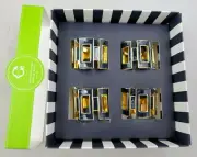 New C Wonder Gold Plated Navy Blue Enamel Rectangle Napkin Ring Set of 4