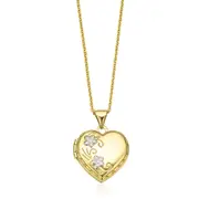 Zamel's 9ct Two Tone Gold 15mm Flower Engraved Heart Women's Locket Jewellery