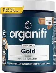 Organifi: Gold - Superfood Supplement Powder - 30 Day Supply - Experience Deeper Sleep- Boosts Immune System and Cognitive Function - Turmeric and Reishi Infused - Golden Milk - Detox