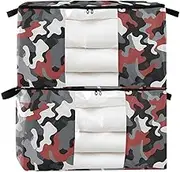 Amooorous Camouflage Grey Red Black Art 60/95 L zippered shoe storage with Reinforced Handles, clear window storage containers underbed for Clothing, Blanket, Bed Sheets, Pillows
