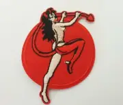 RED DEVIL WOMAN LONG TAIL IRON ON SEW ON EMBROIDERED PATCH SEXY VEST BEAST