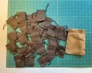 Natural Jute Burlap Small Drawstring Jewelry Gift Bags Pouches, Brown, 25 pcs