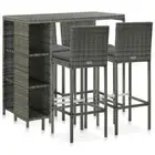 5-Piece Outdoor Bar Set Garden Patio Dining Stools Chairs Table Rattan Grey