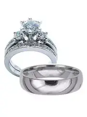 Women's Two Ring Wedding Ring Sets in Sterling Silver