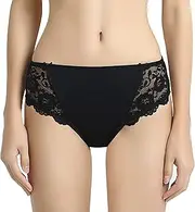 [Vanever] Women Lace High Leg Knickers, Microfiber Bikini Briefs with Floral Lace Trims, Mid Waist Panties Hipsters, High Cut, Comfortable and Soft Underwear Briefs
