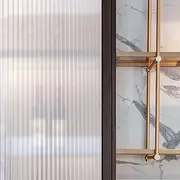 Mangobox Privacy Window Film Frosted Fluted Window Film Static Cling Window Sticker Reeded Glass Tinting for Bathroom Door Covering UV Block Etched Vertical Strips (17.5X 78.7 inches)