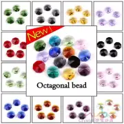Octagon Shaped Multicolor Glass Crystals Bead Jewelry Charms Making Beads 40pcs